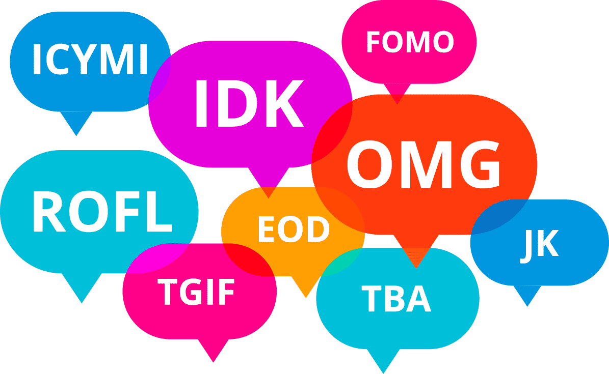 text bubbles with abbreviation examples