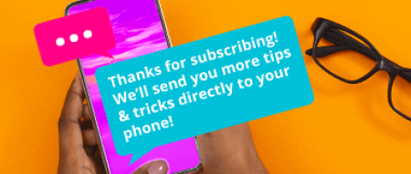 Illustration of a phone with a text “...” and an auto reply text message